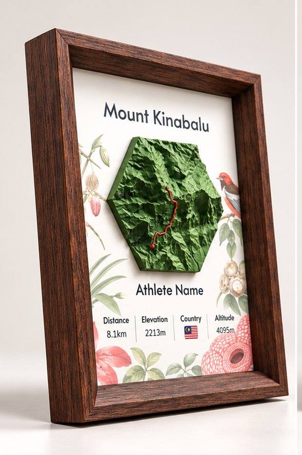 Summit Keepsake frame seen from the left, showing the depth of the relief tile